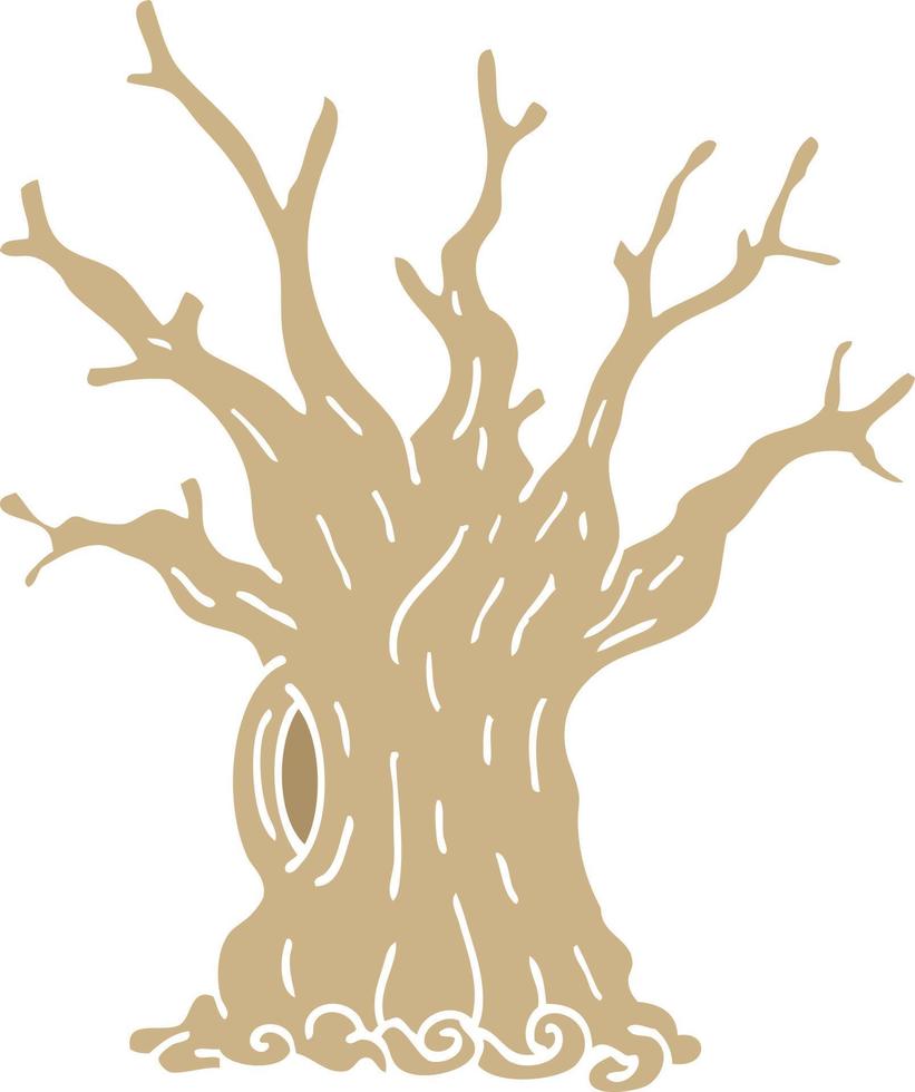 Cartoon-Baum mit flacher Farbdarstellung vektor