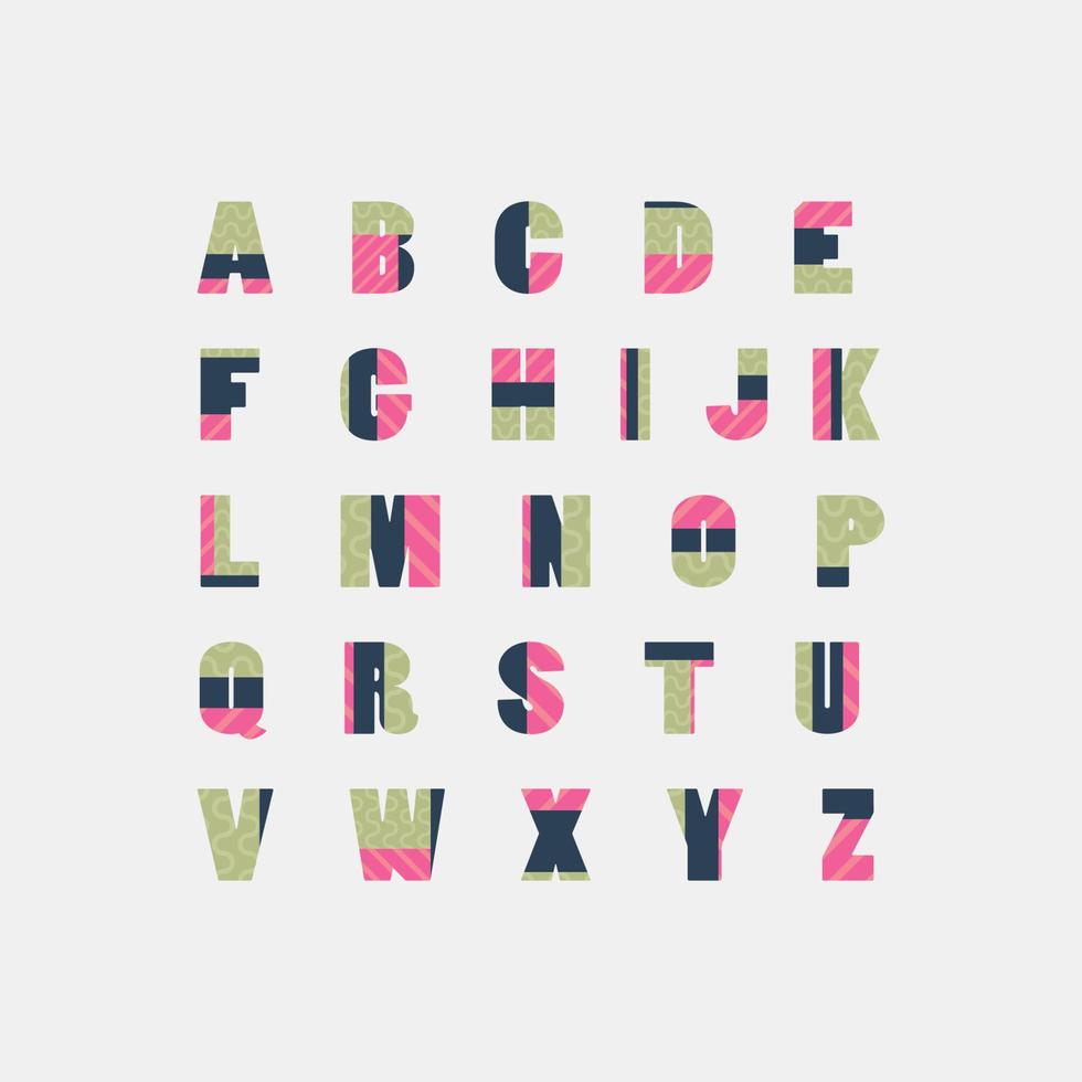 patchwork färgrik alfabet vektor