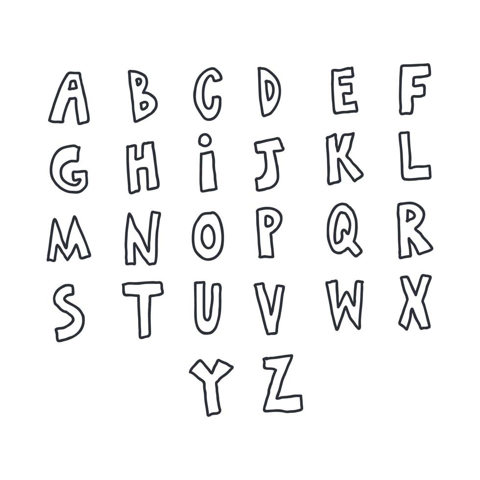 Gekritzeltes Schwarz-Weiß-Alphabet vektor