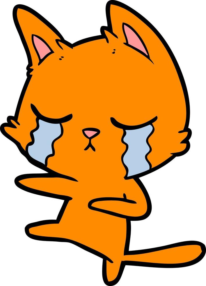 Weinende Cartoon-Katze tanzt vektor