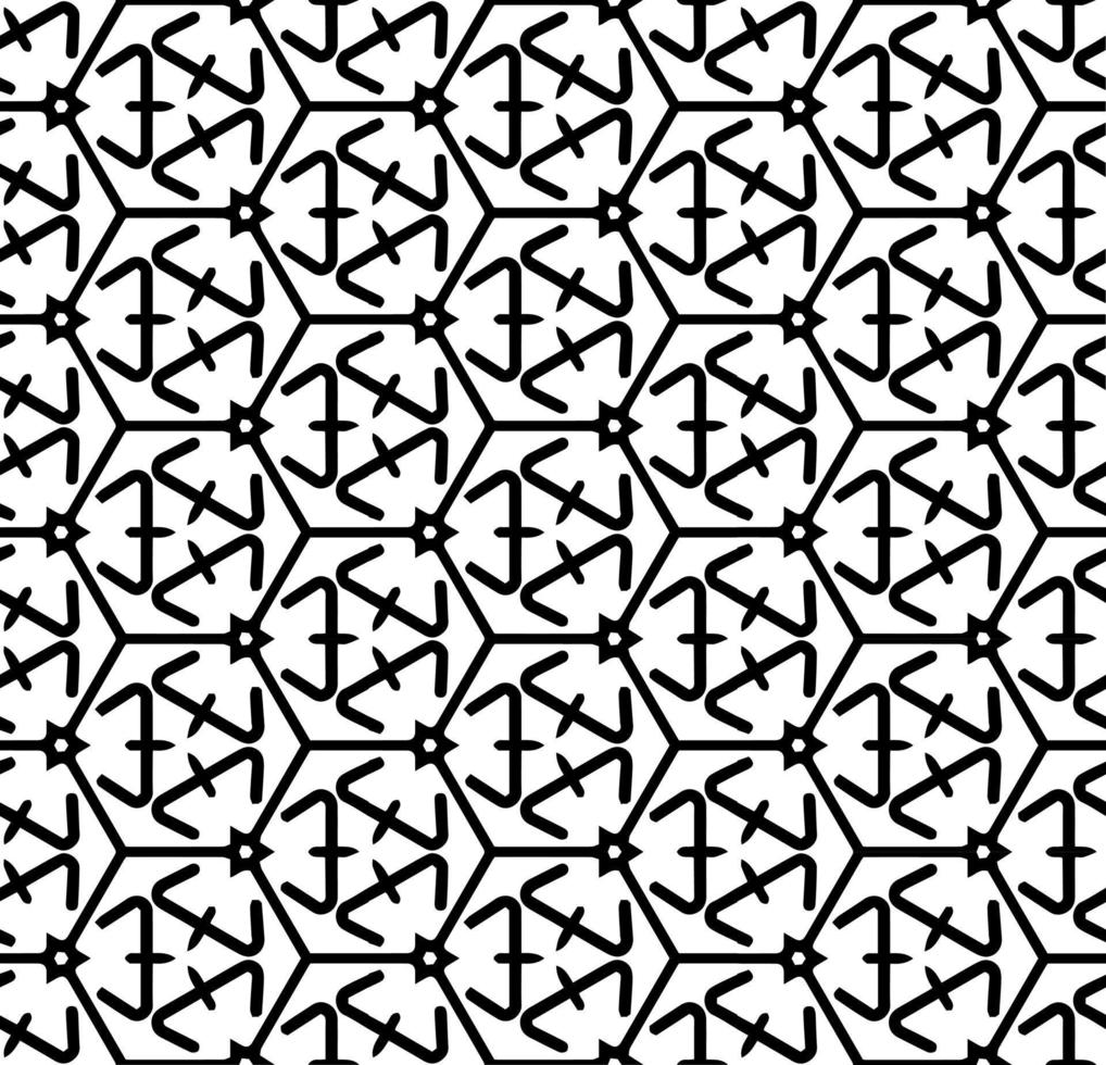 nahtloses abstraktes Schwarzweiss-Muster. Hintergrund und Hintergrund. Ziermuster in Graustufen. Mosaik-Ornamente. Vektorgrafik. vektor