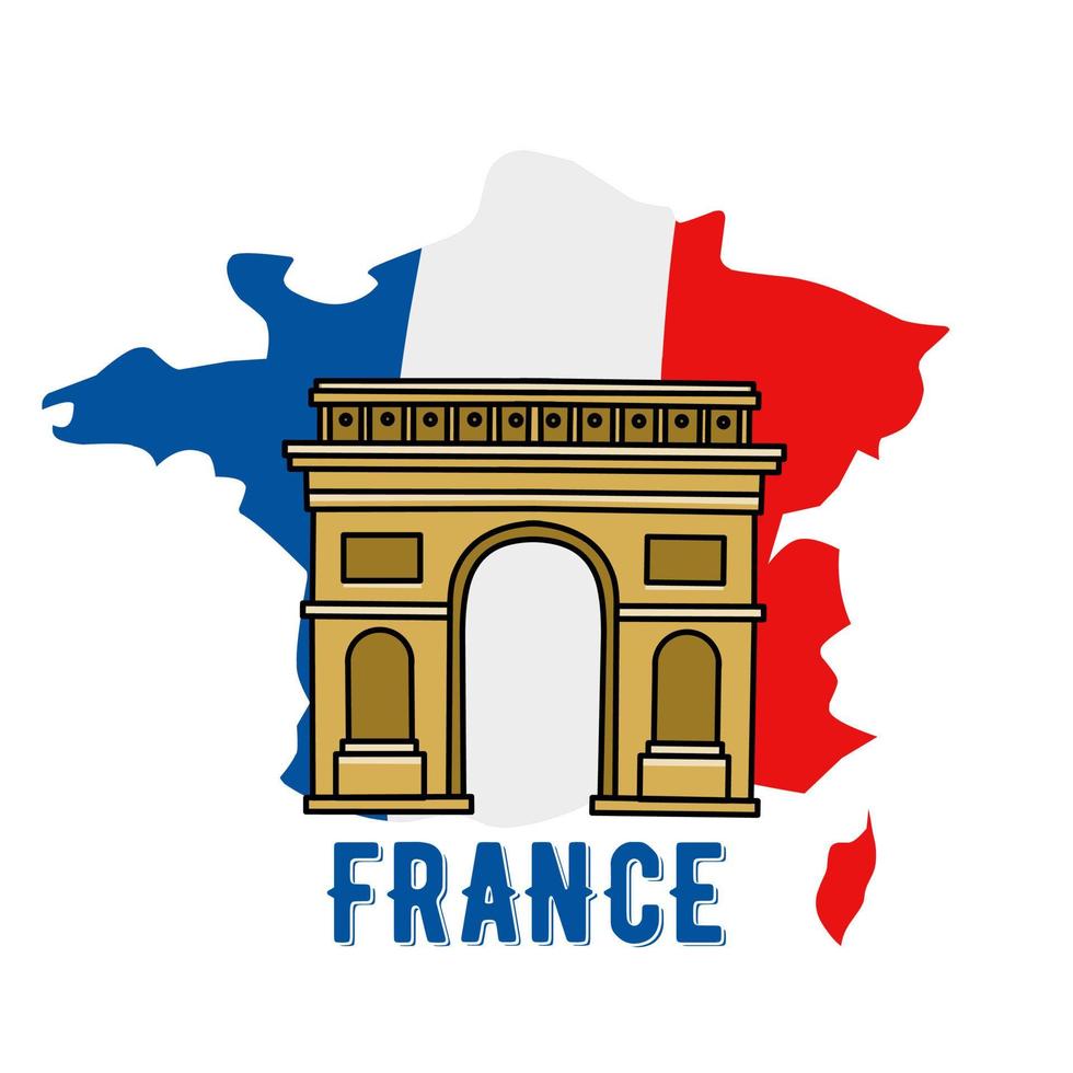 Illustrationsvektor des Arc de Triomphe und der französischen Flagge, perfekt für Druck usw vektor