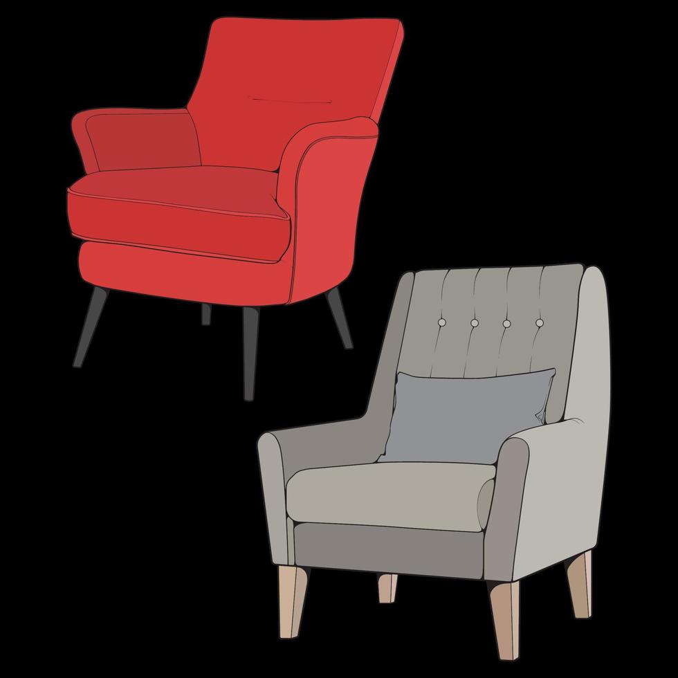 Sofa- oder Couchfarbblockillustrator. Farbblockmöbel für das Wohnzimmer. Vektor-Illustration. vektor