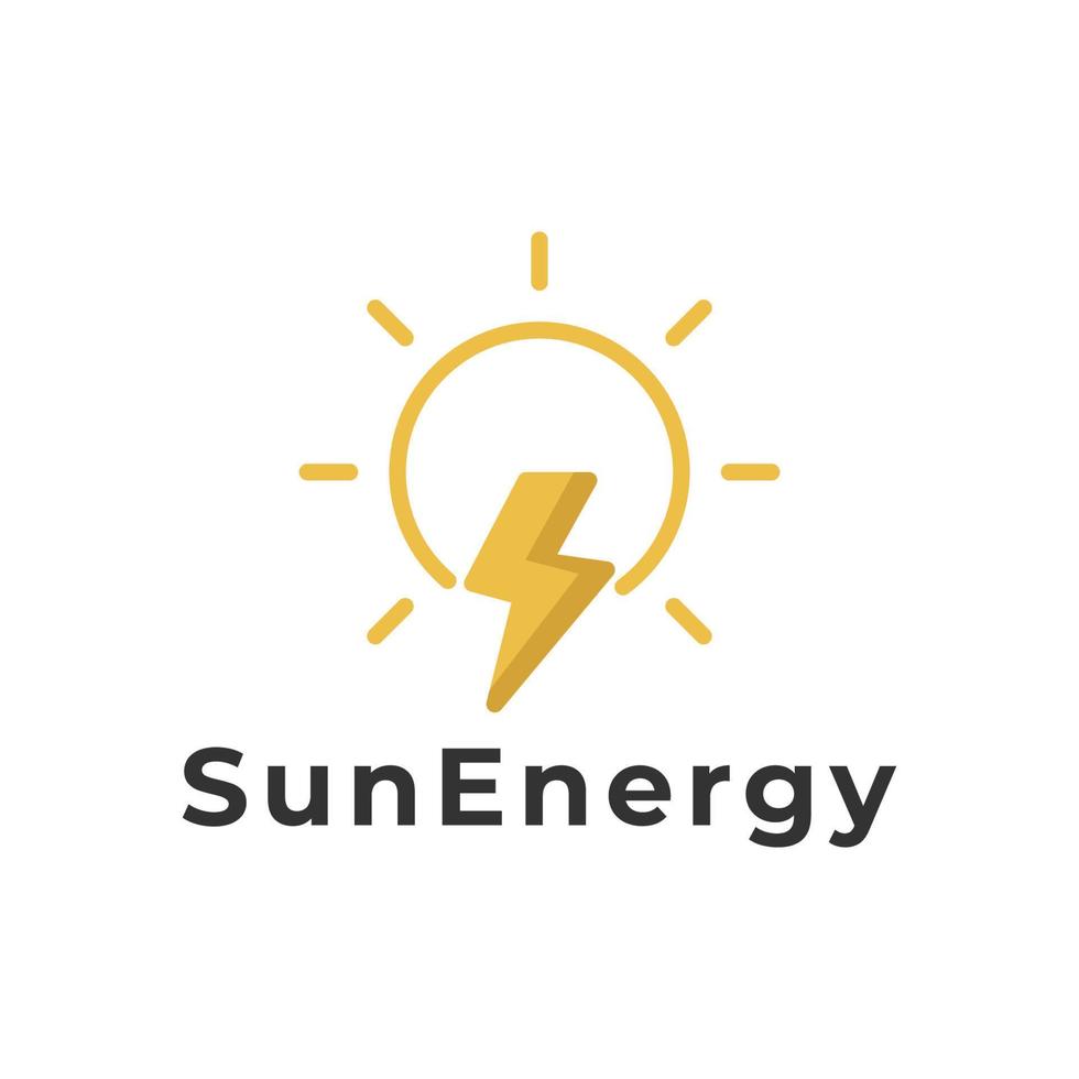 åska Sol kraft energi logotyp vektor