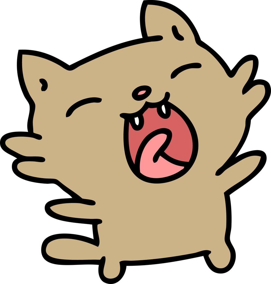 Cartoon einer niedlichen glücklichen Katze, die singt vektor
