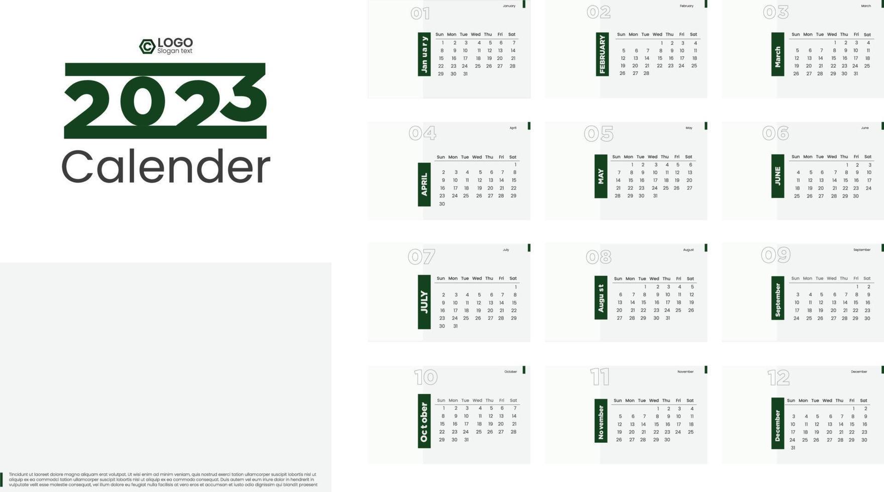 skrivbord kalender 2023 skrivbordet planerare rena stil minimal skriva ut redo vecka Start söndag mall design vektor