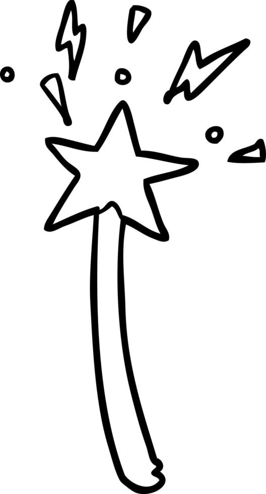 linje teckning av en magi stjärna wand vektor