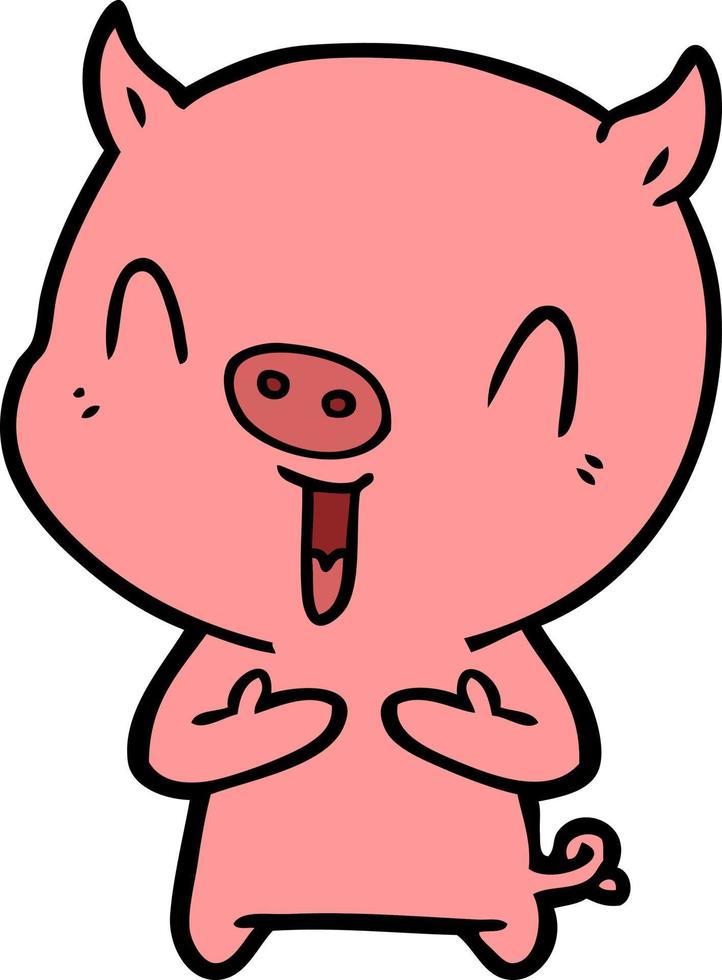 Lycklig tecknad serie gris vektor