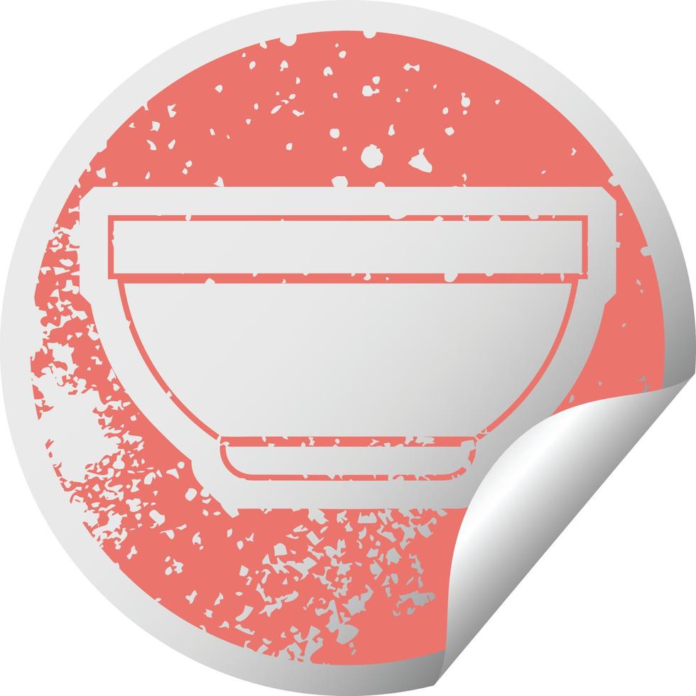 bedrövad klistermärke ikon illustration av en skål vektor