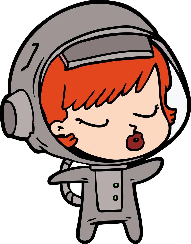 tecknad serie Söt astronaut flicka vektor