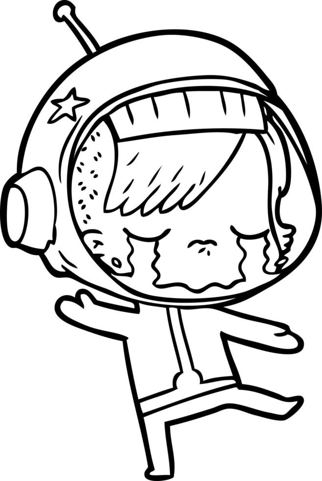 tecknad gråtande astronaut flicka vektor