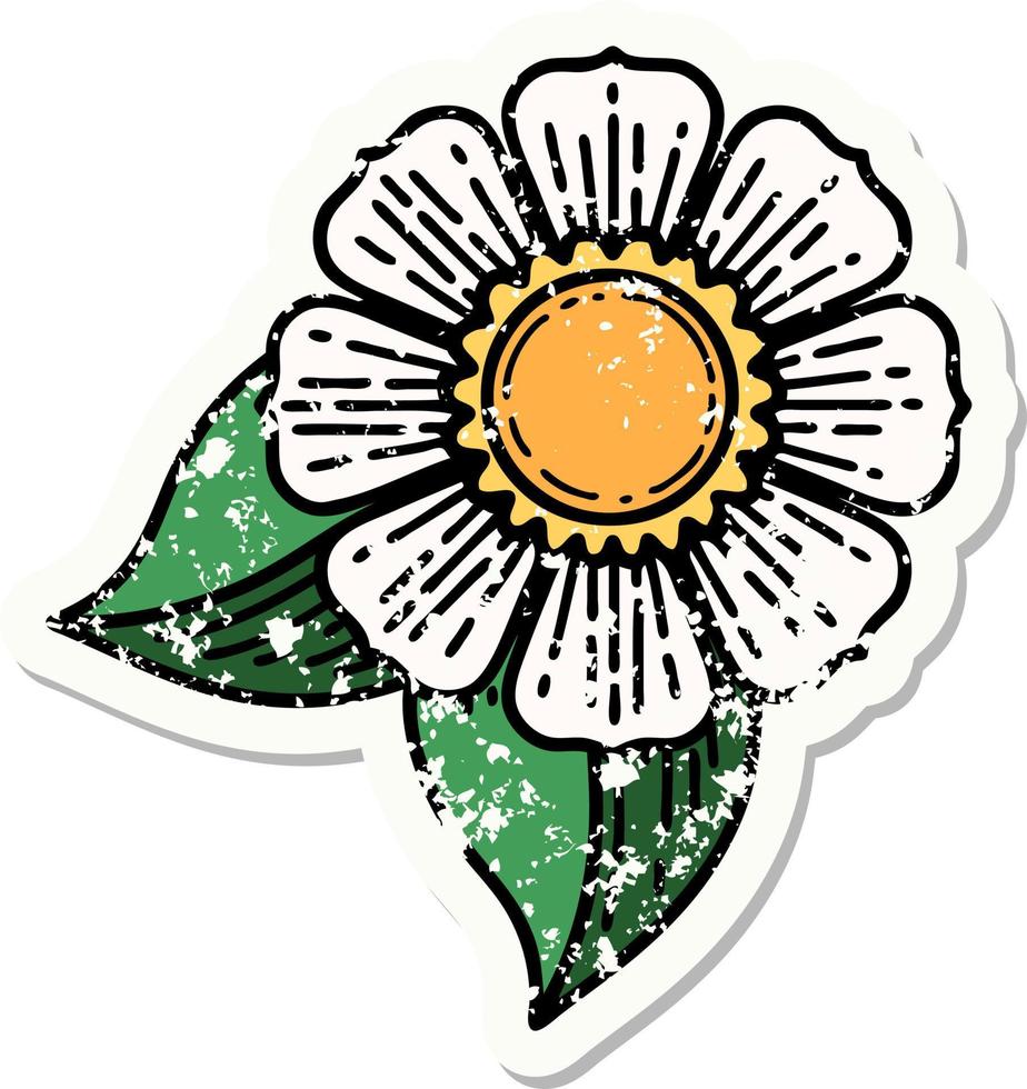 Traditionelles Distressed Sticker Tattoo einer Blume vektor