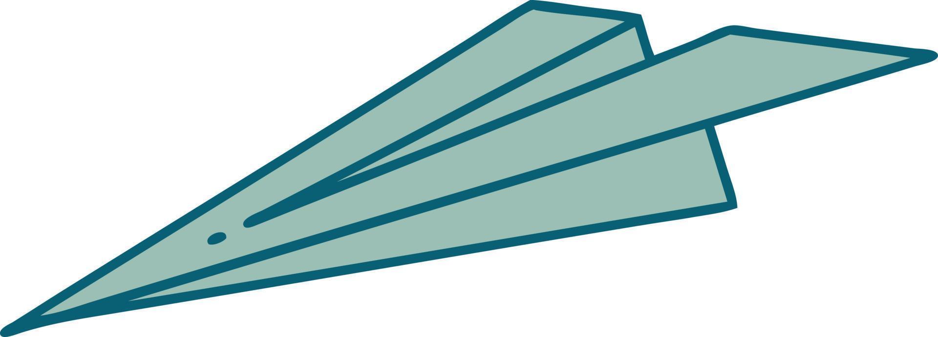 ikonisches Bild im Tattoo-Stil eines Papierflugzeugs vektor