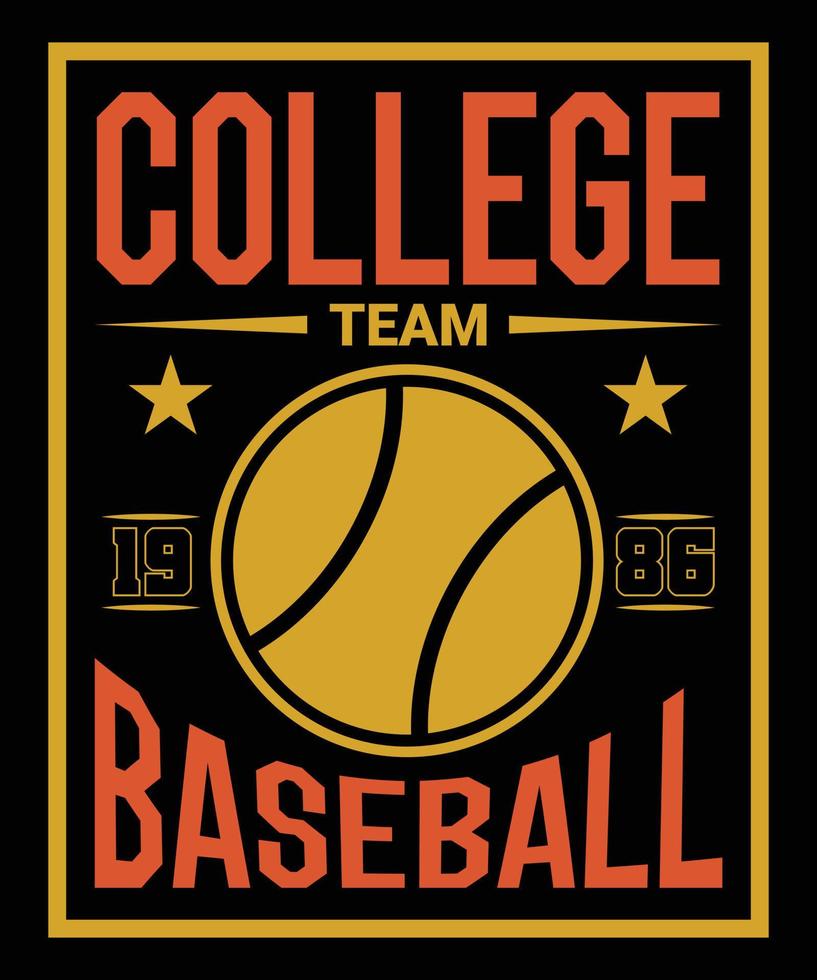 College-Team 1986 Baseball-Vektor-T-Shirt-Design-Vorlage vektor