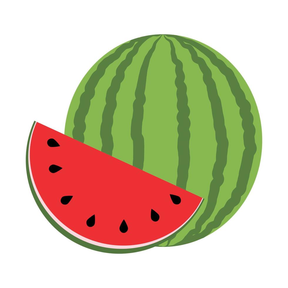 Flacher Wassermelonenfruchtscheibenvektor für nette Ikone und Cliparts für Sommer- und Kinderbuch vektor