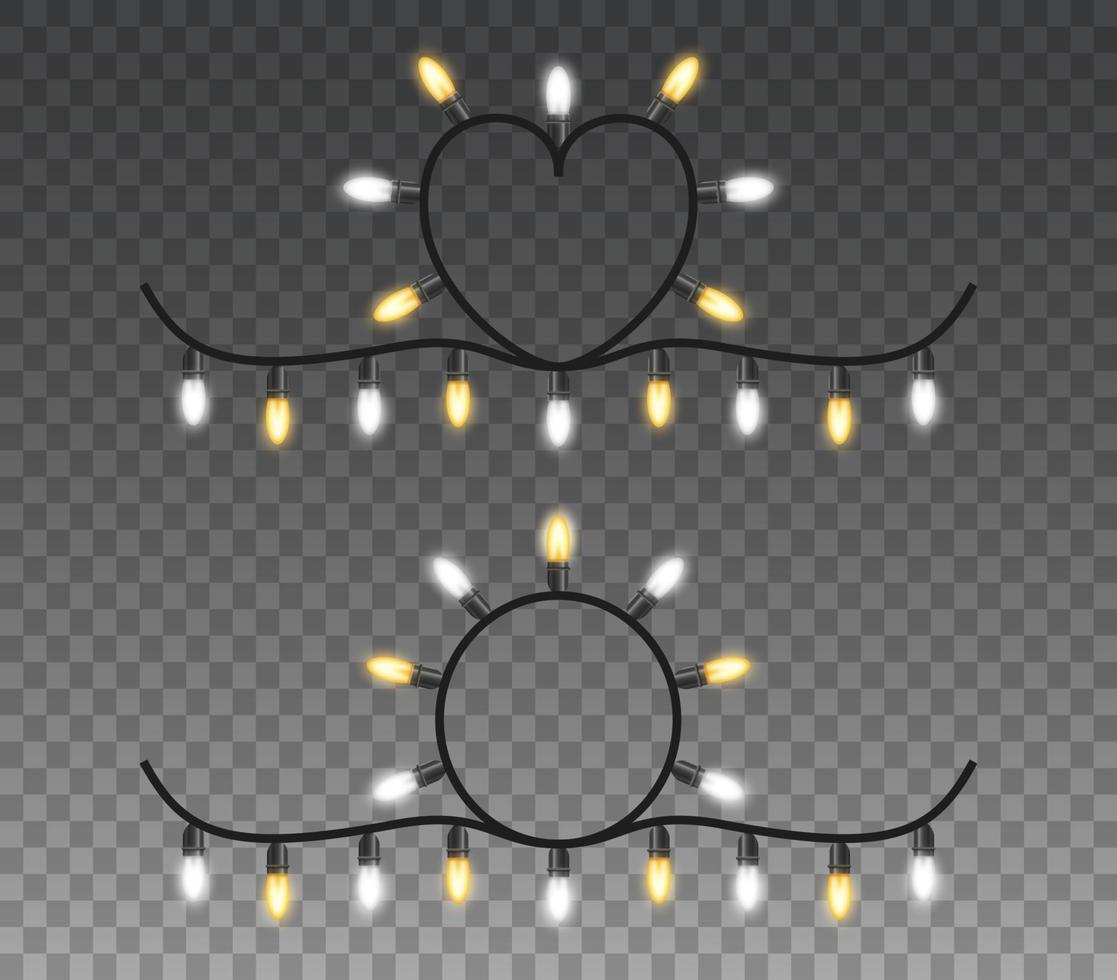 jul lampor isolerat realistisk design element. lysande lampor för jul Semester hälsning kort design. girlander, jul dekorationer vektor