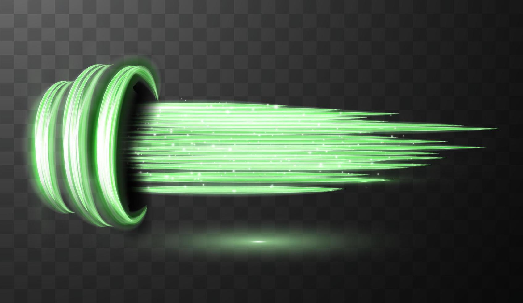 grön lysande skinande spiral rader abstrakt ljus hastighet och skinande vågig spår vektor