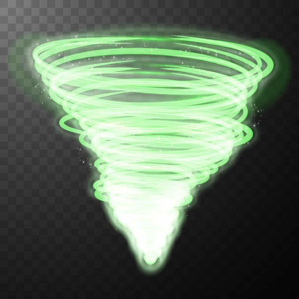 grön lysande skinande spiral rader abstrakt ljus hastighet och skinande vågig spår vektor