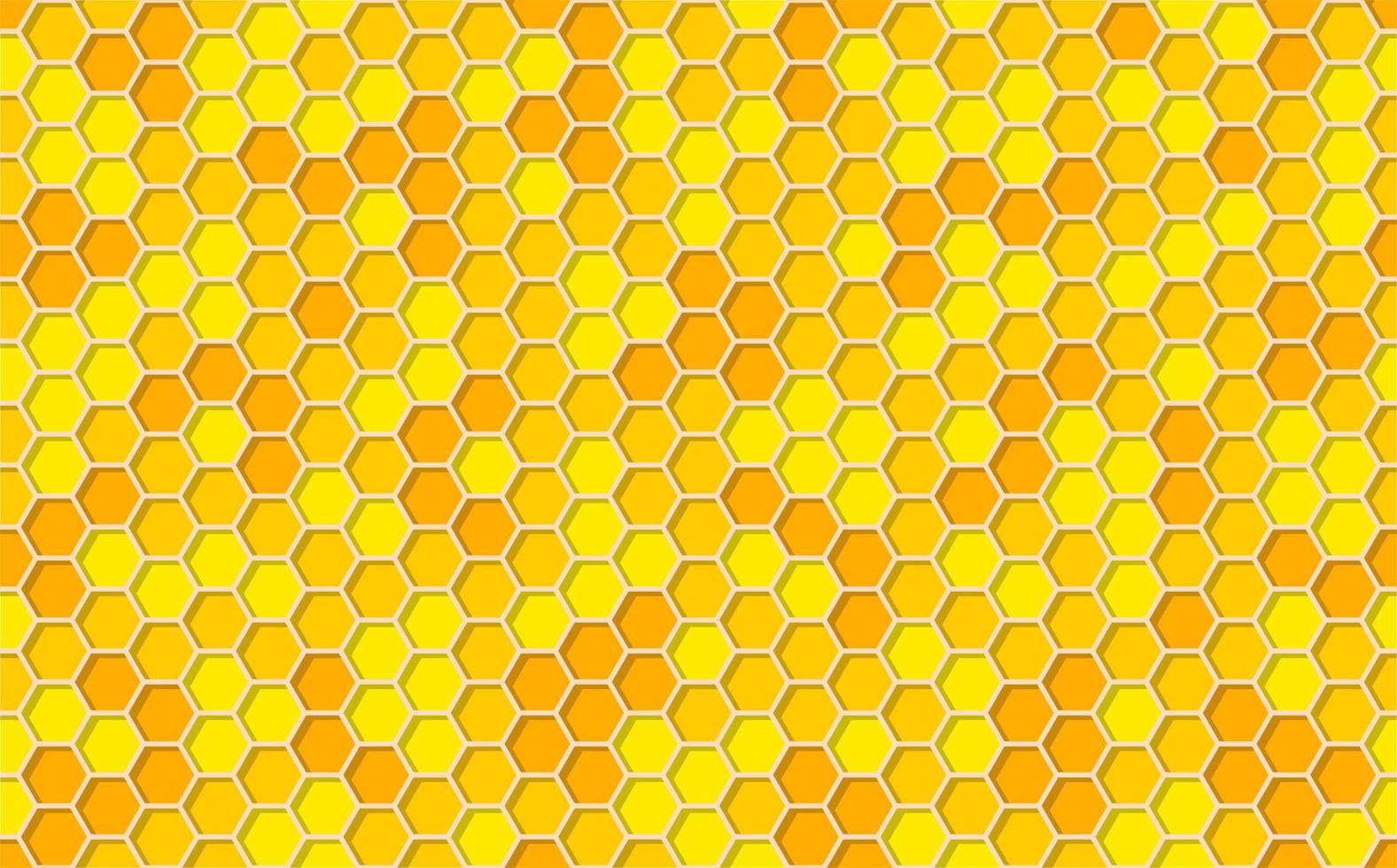 vaxkaka bakgrund. bikupa sömlös mönster. vektor illustration av platt geometrisk textur symbol. sexhörning, hexagonal raster, tecken eller mosaik- cell ikon. honung bi bikupa, gyllene orange gul.