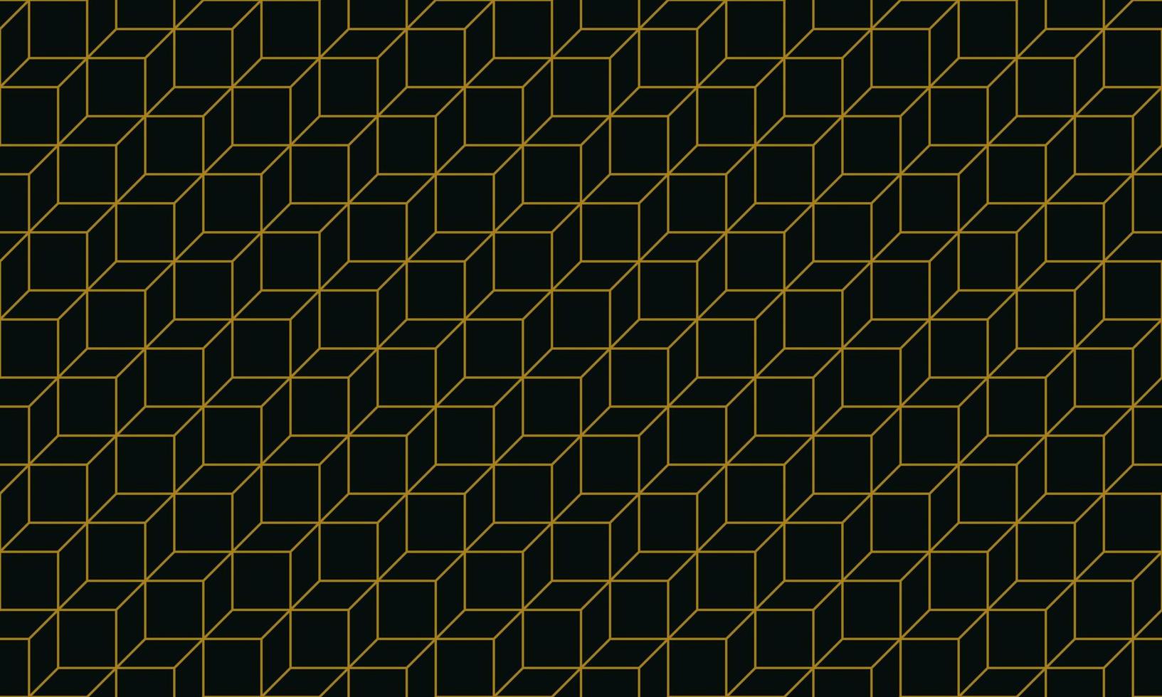 geometrische Linie Kunsthintergrund. einfache Grafikillustration von flachen Formen, quadratischen Segmenten, Parallelogrammen, Rauten, Sechsecken. Luxus-Premium-Hintergrund mit nahtlosem Muster, Vektor in Schwarz und Gold.