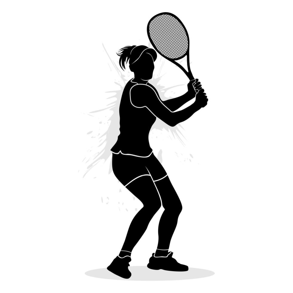 professionelle Tennisspielerin Silhouette Vektor
