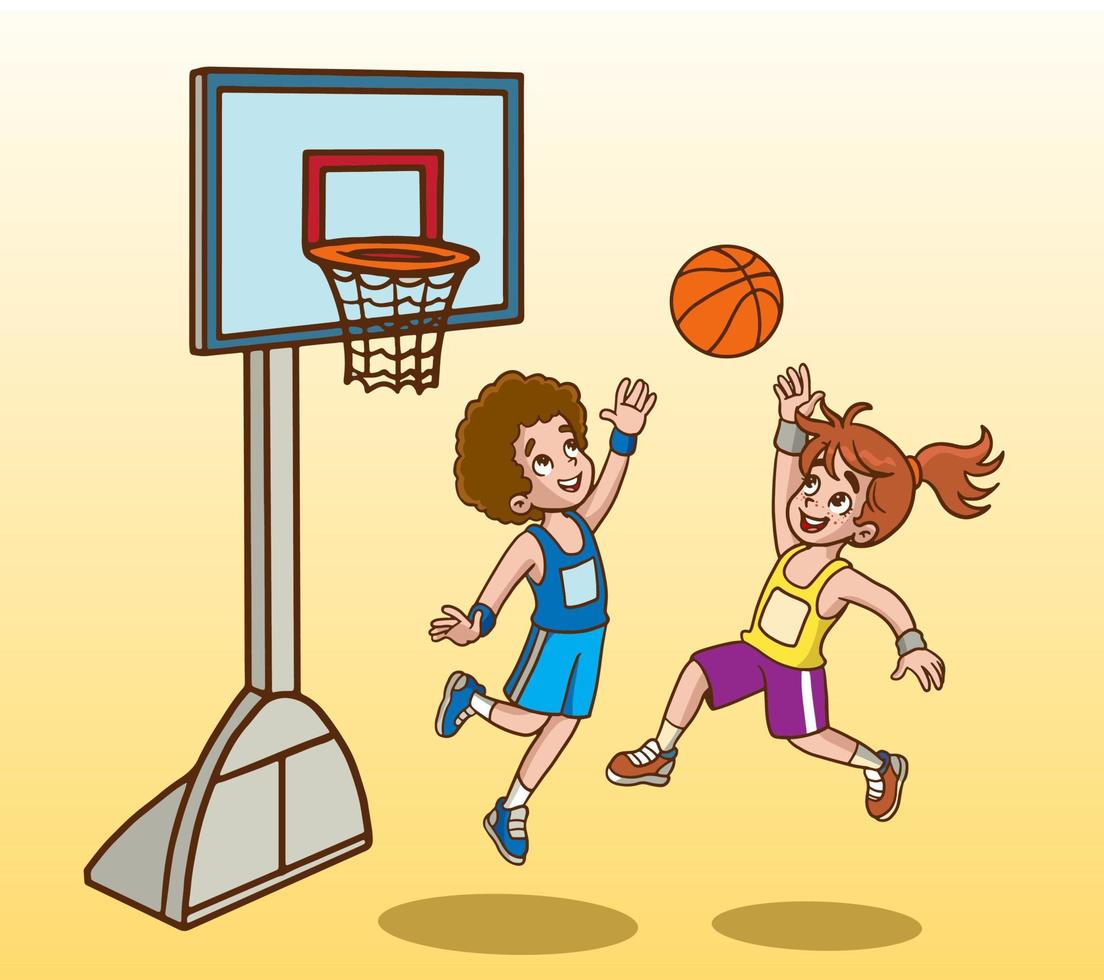 Kinder spielen Basketball-Vektor-Illustration vektor