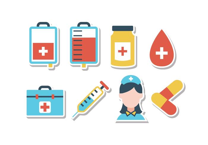 Free Hospital Aufkleber Icon Set vektor