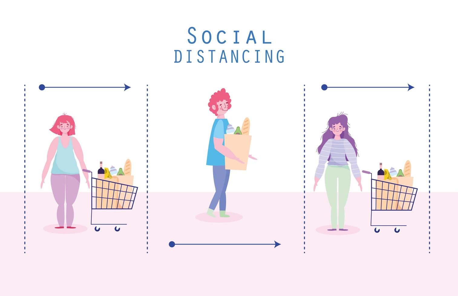 Supermarkt soziale Distanzierung vektor