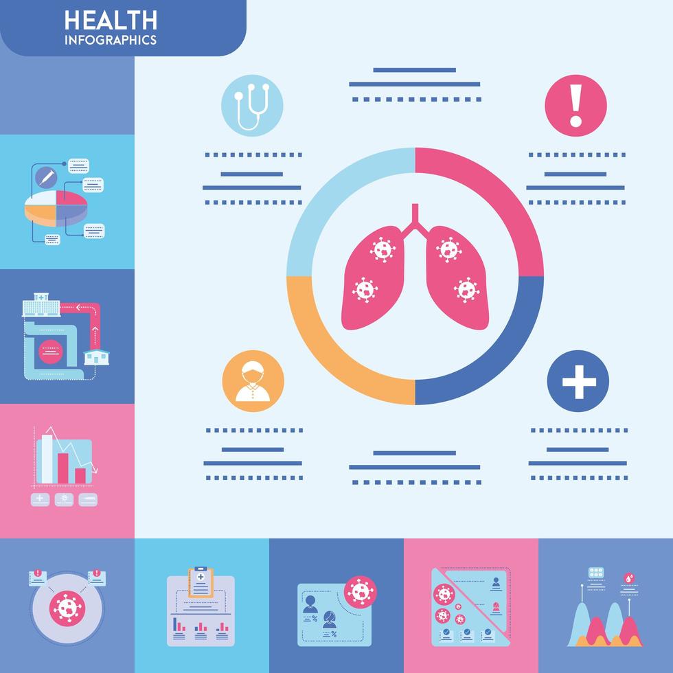 infographic med uppsättning av hälso-och ikoner vektor