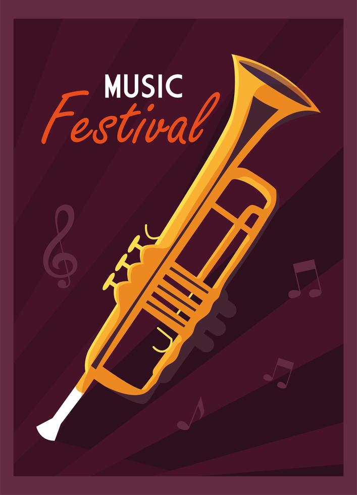 affischmusikfestival med trompet för musikinstrument vektor