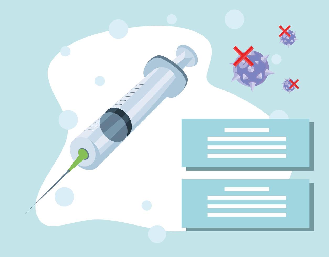 infographic med medicinsk spruta och coronavirusinfektion vektor