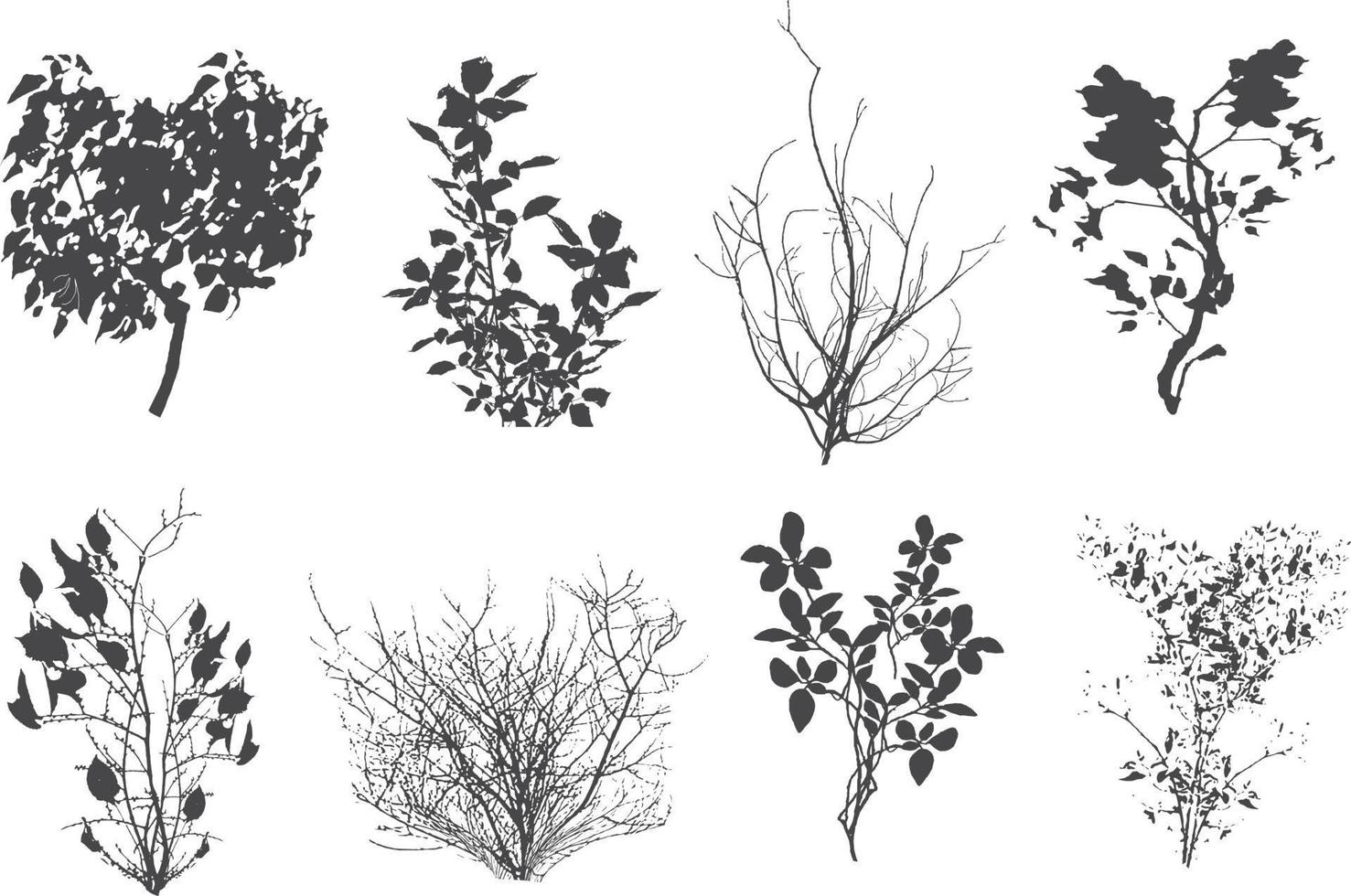 satz schwarzer zierpflanze in form einer hecke.realistischer gartenstrauch, saisonaler busch, buchsbaum, baumkronenbuschlaub. vektor