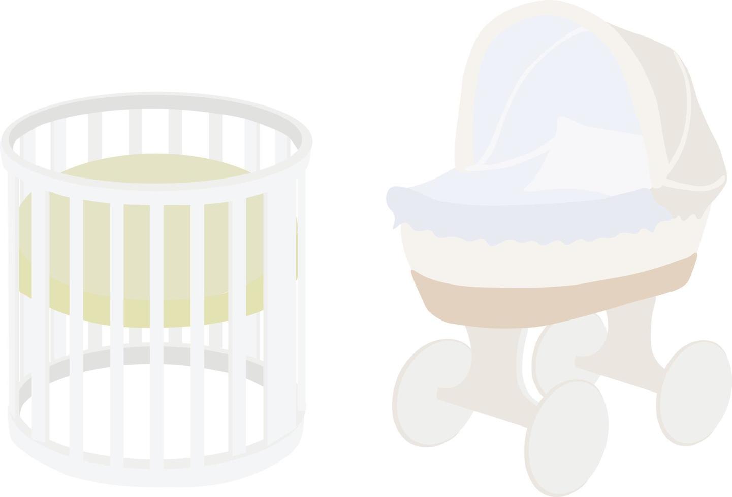 Krippe für die neugeborenen Vektorgrafik Kindermöbel auf weißem Hintergrund vektor