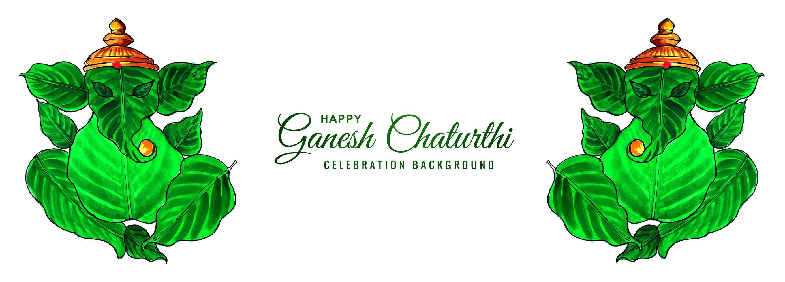 akvarell lämnar lord ganesh för ganesh chaturthi banner vektor