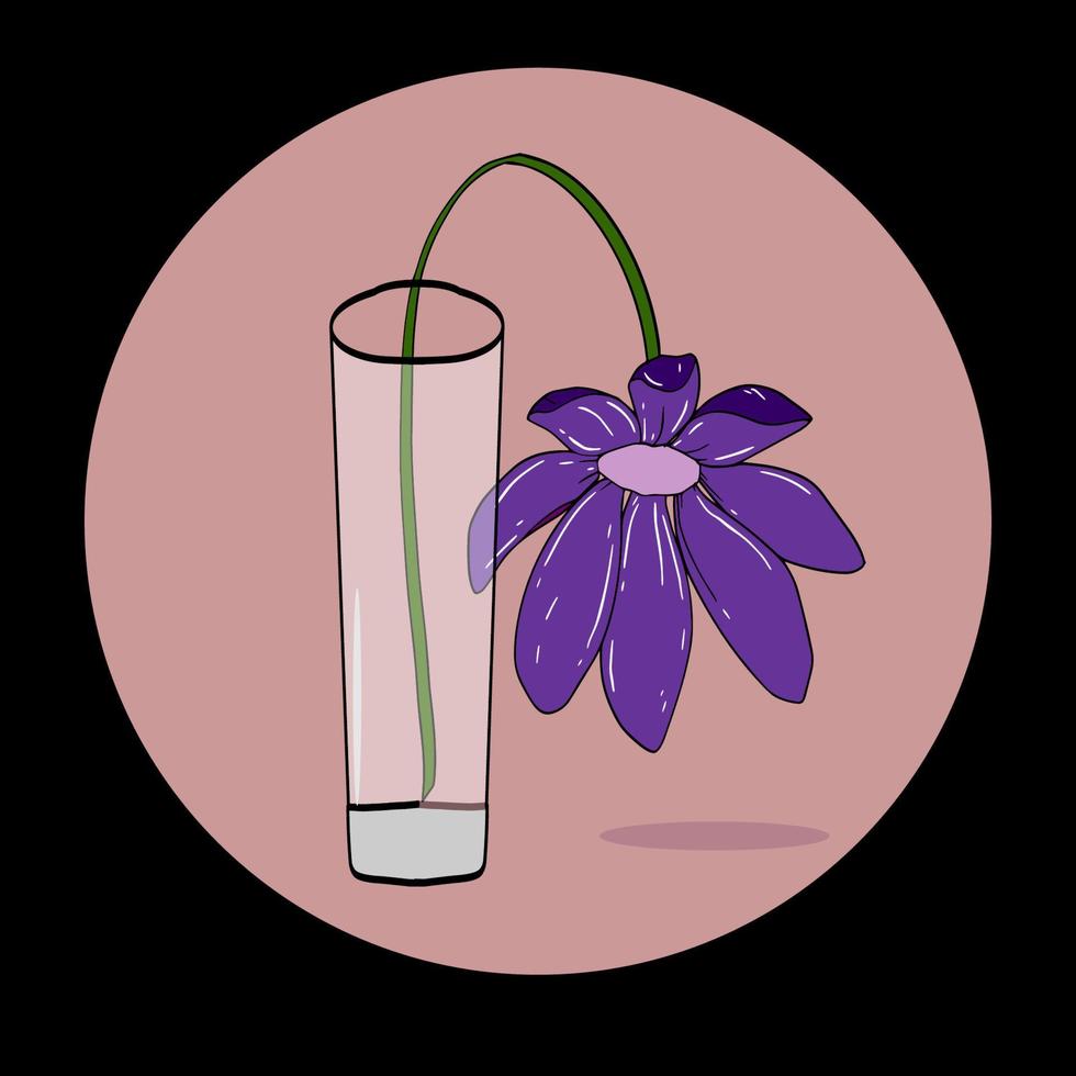 visnade blomma lila på glas ikon vektor