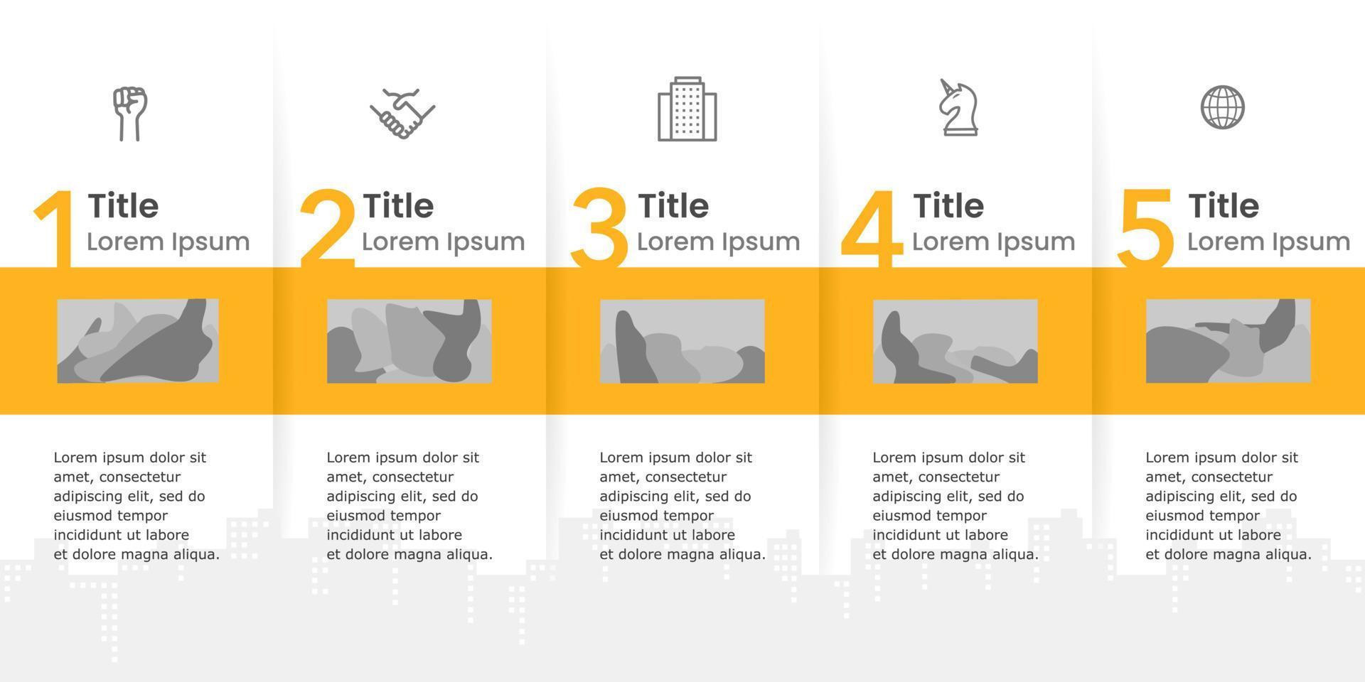 Timeline-Infografiken 1 bis 5 Schritte zum Ausfüllen. Vektor-Illustration vektor