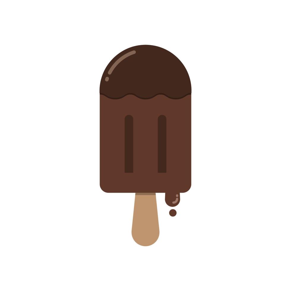 Eis am Stiel mit dunklem Schokoladengeschmack, Symbol, Vektor, Illustration. vektor