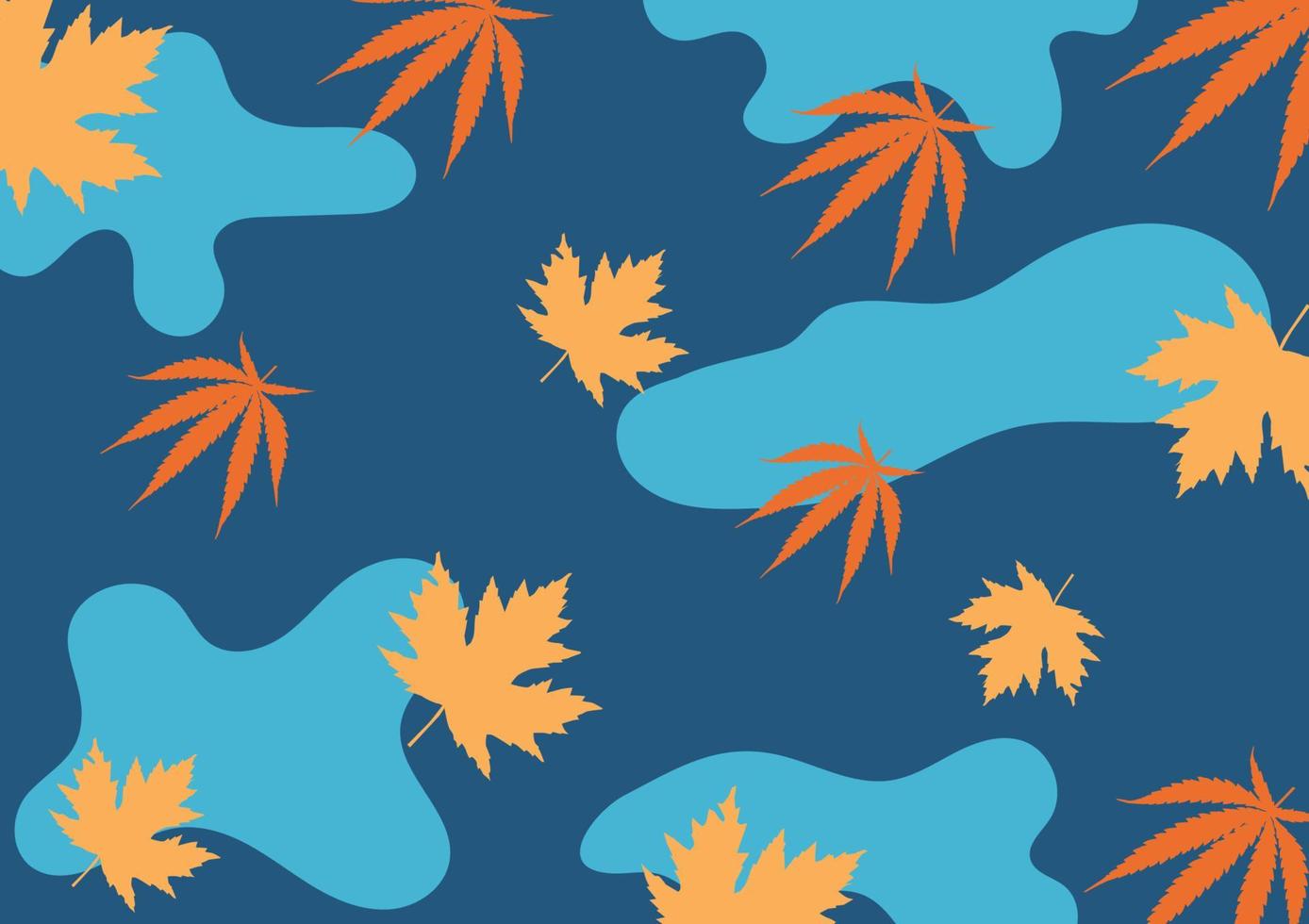 naturlig bakgrund av löv, grenar och organisk former i sommar tona, orange, blå och grön .vektor illustration. vektor