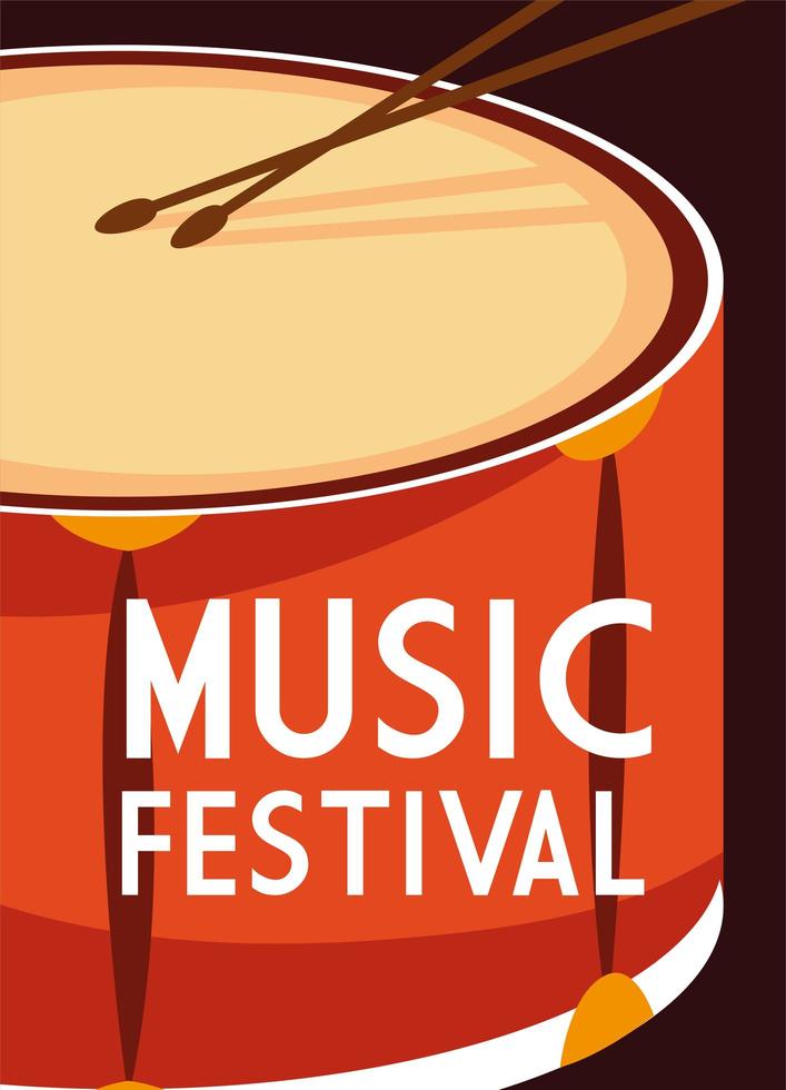 Plakat für Musikfestival mit Trommel vektor