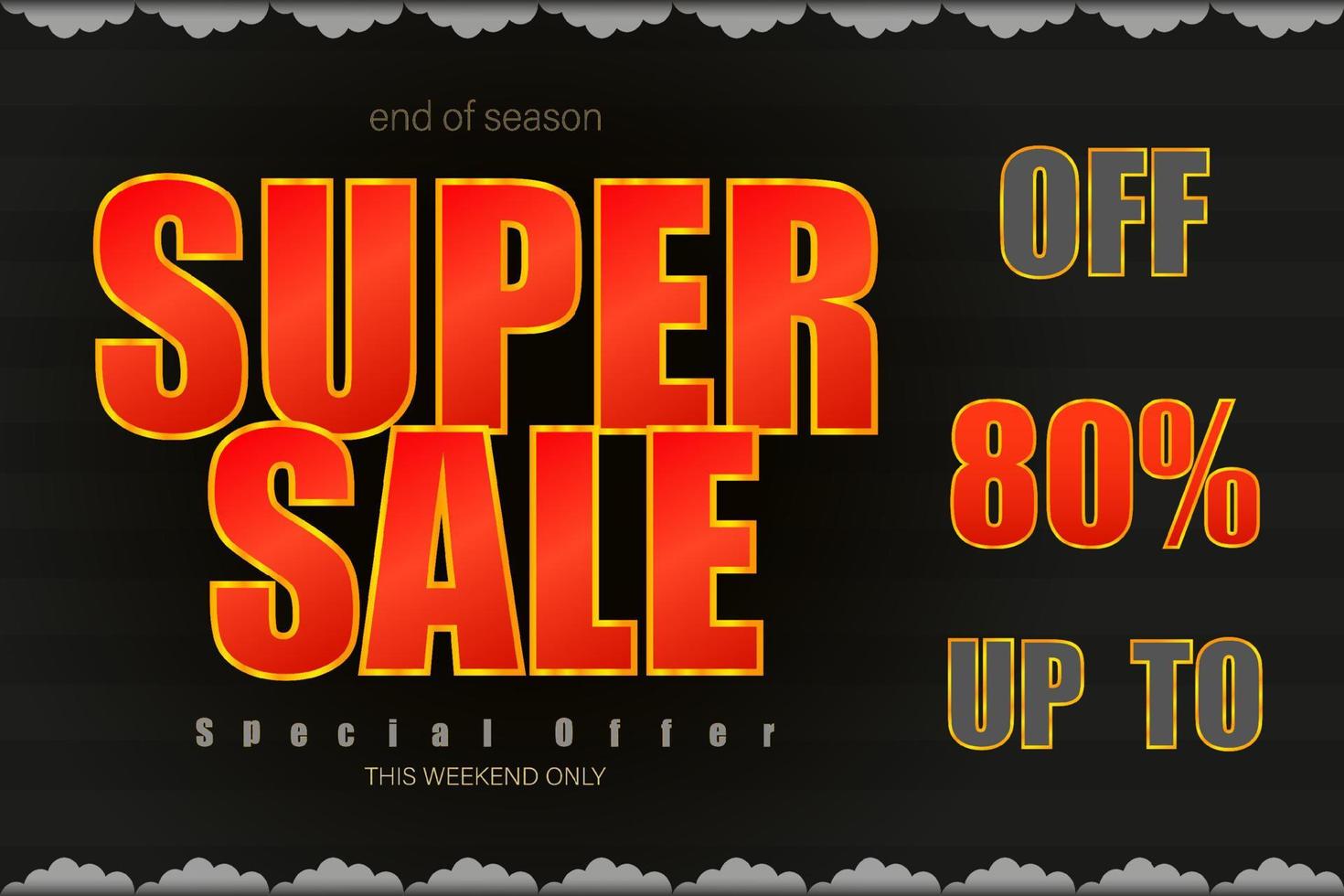 super försäljning upp till 80 procent slutet av säsong särskild erbjudande svart tona vektor illustration eps10