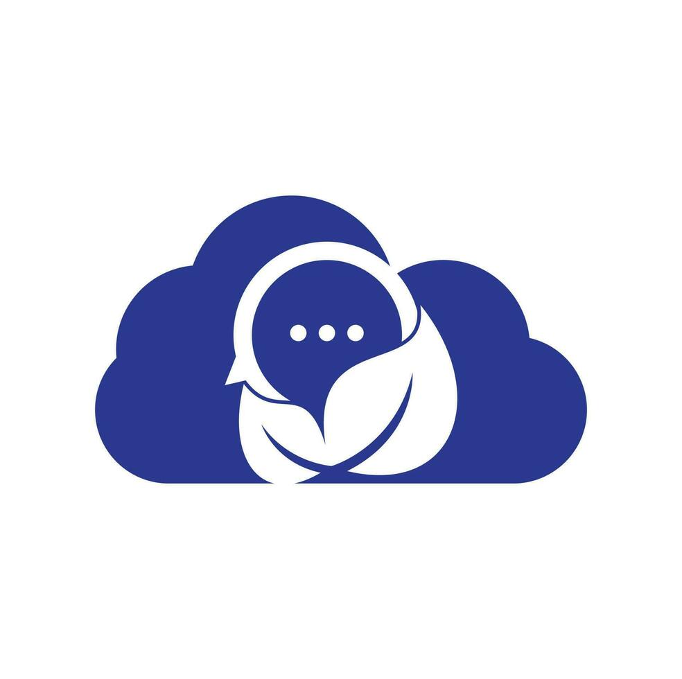 Blatt-Chat-Wolkenform-Konzept-Logo-Design-Vektor. Naturblatt-Chat-Logo-Design. vektor