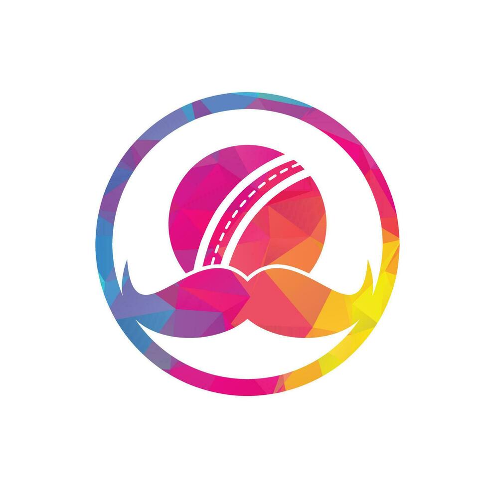 starkes Cricket-Vektor-Logo-Design. Schnurrbart und Cricket-Ball-Vektor-Icon-Design. vektor