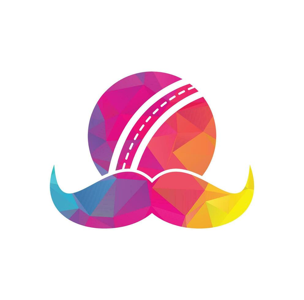 starkes Cricket-Vektor-Logo-Design. Schnurrbart und Cricket-Ball-Vektor-Icon-Design. vektor