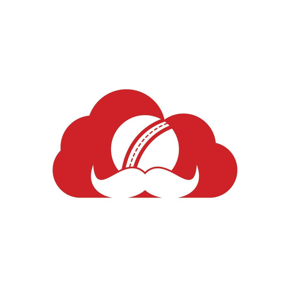 Schnurrbart Cricket Wolke Form Konzept Vektor Icon Design. starkes Cricket-Vektor-Logo-Design.