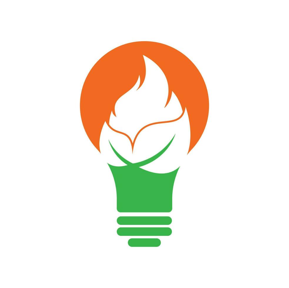 Blatt Feuerbirne Form Konzept Vektor-Logo-Design-Vorlage. Öko-grüne Logo-Design-Vektorvorlage für alternative Energien. vektor