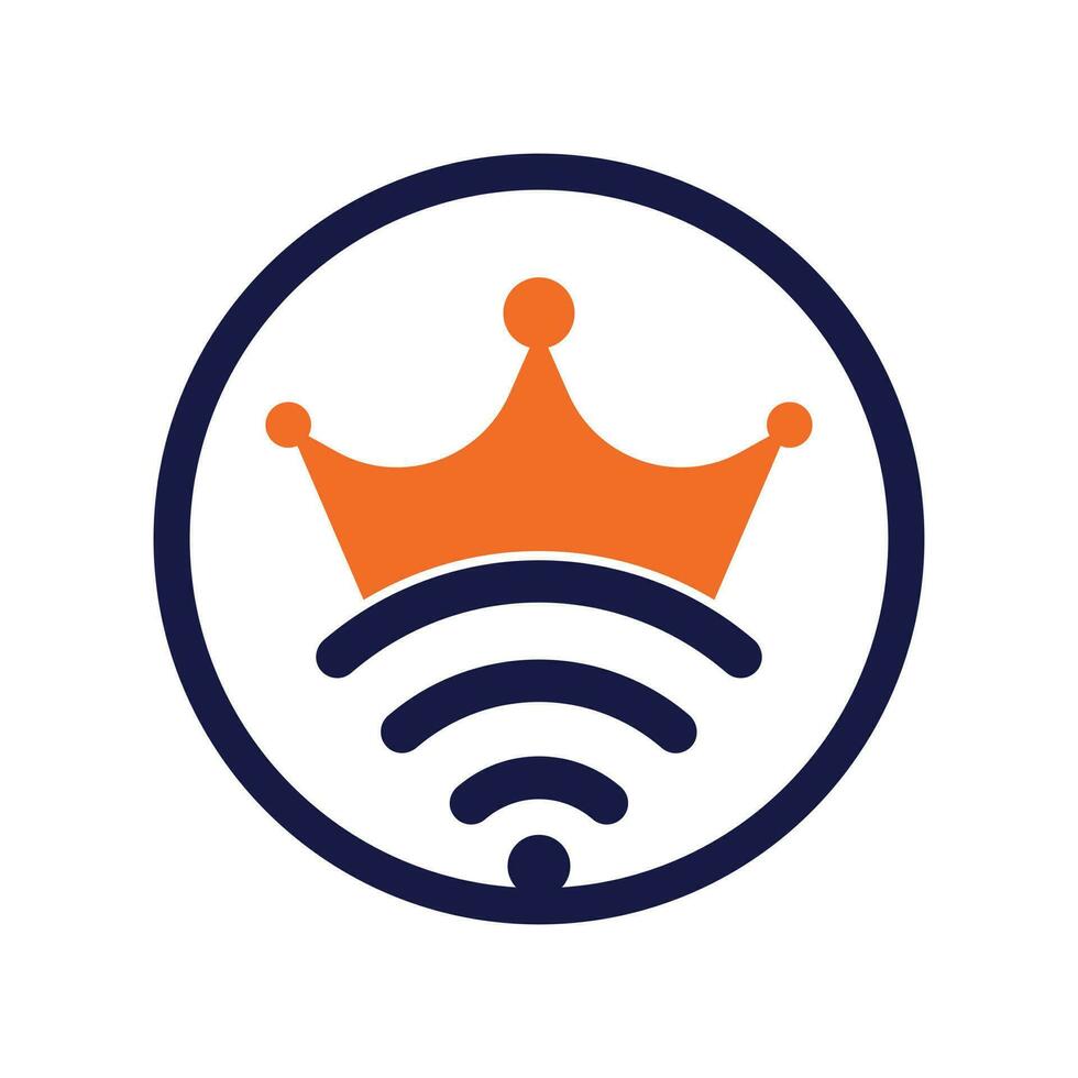 könig wifi logo vorlage vektor. Krone und WLAN-Vektor-Logo-Vorlage. vektor