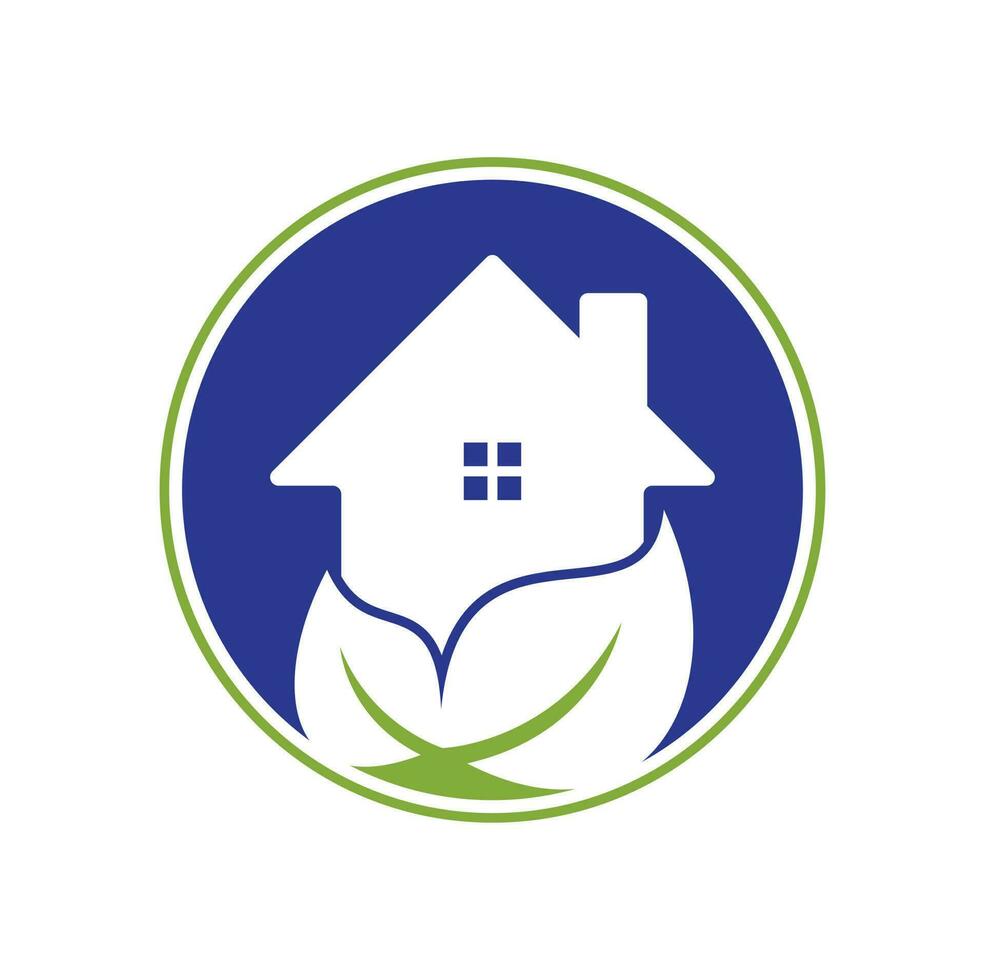 Home-Blatt-Vektor-Logo-Design. Frisches Zuhause-Symbol mit grünem Blatt-Vektor-Logo-Design vektor