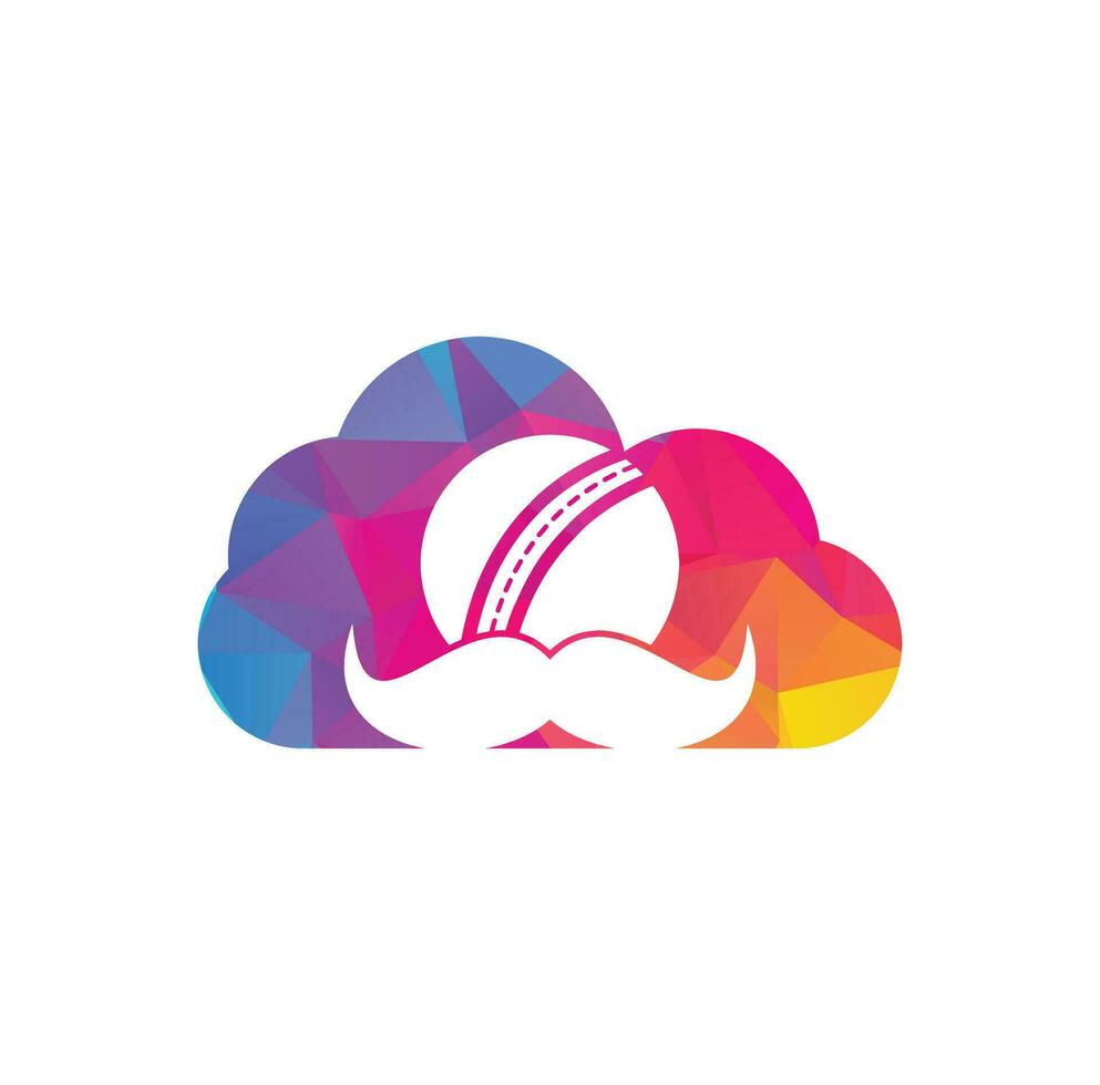 Schnurrbart Cricket Wolke Form Konzept Vektor Icon Design. starkes Cricket-Vektor-Logo-Design.