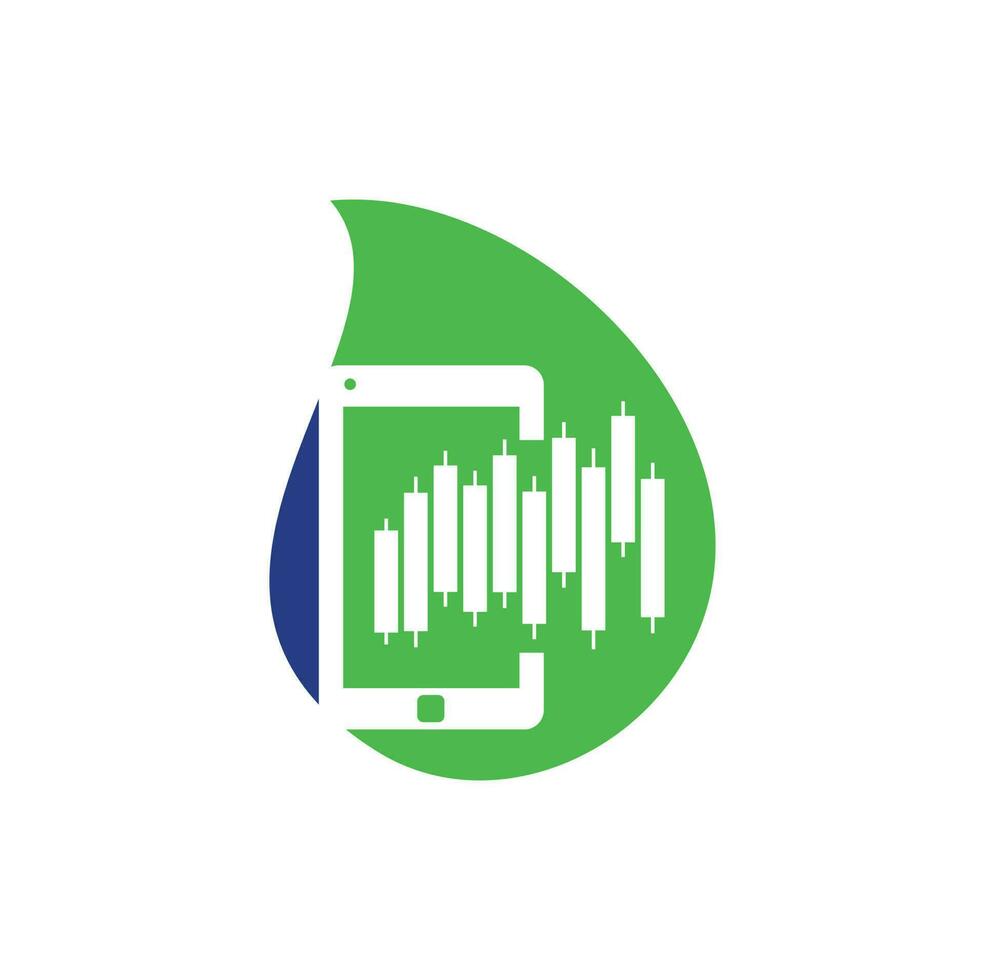 Design-Vorlage für das Logo des Telefonstatistik-Tropfenformkonzepts. Logo-Icon-Design-Vektor für mobile Finanzen. vektor