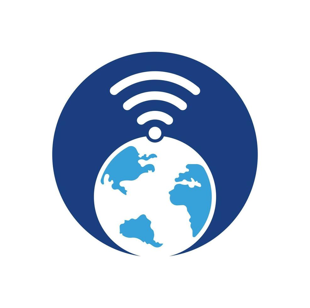 Globus-WLAN-Logo-Design-Ikone. Welt-Signal-Vektor-Logo-Vorlage. vektor